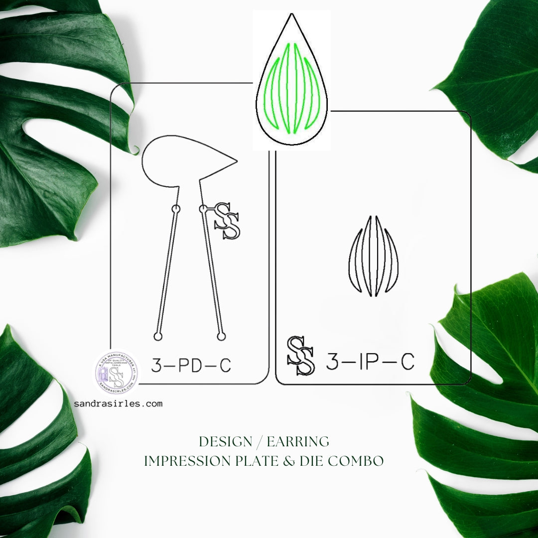 IMPRESSION PLATE & PANCAKE DIE COMBO 3- DESIGN/EARRING